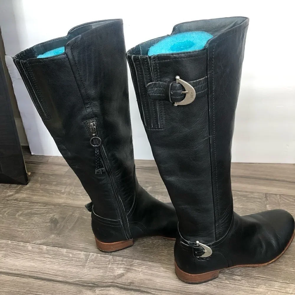 Revolve UGG Equestrian Amberlee Black knee high Riding Boots